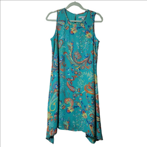MADISON LEIGH Turquoise Paisley Swing Dress, Size 8